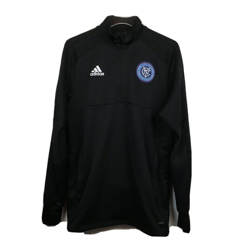 Adidas Pullover M Men Black New York City Football Club Long Sleeves Quarter Zip - Picture 1 of 9